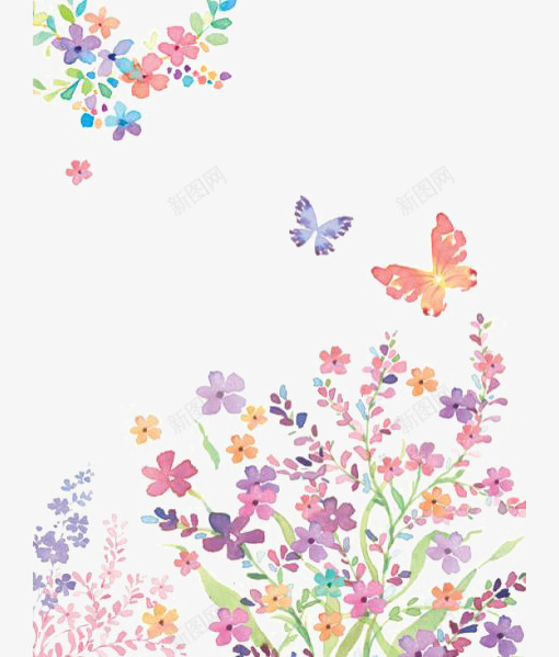 水彩花朵印花png免抠素材_新图网 https://ixintu.com PPT 化蝶 彩色花朵 彩蝶 水墨蝴蝶 水彩蝴蝶 花朵装饰