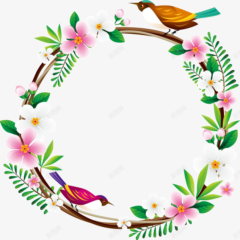 粉白色花藤边框png免抠素材_新图网 https://ixintu.com 浪漫花藤 矢量png 粉白色 粉白色花朵 花藤 花鸟花藤