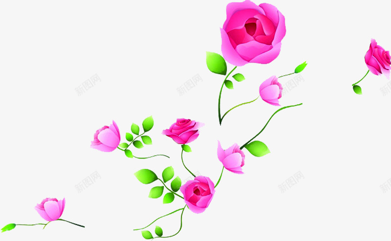 粉色艺术卡通花藤花朵png免抠素材_新图网 https://ixintu.com 卡通 粉色 艺术 花朵