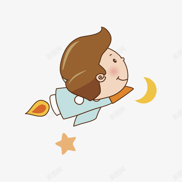 火箭男孩png免抠素材_新图网 https://ixintu.com 可爱 头像 微笑 手绘 星星 月亮 火焰 火箭 男孩 短发