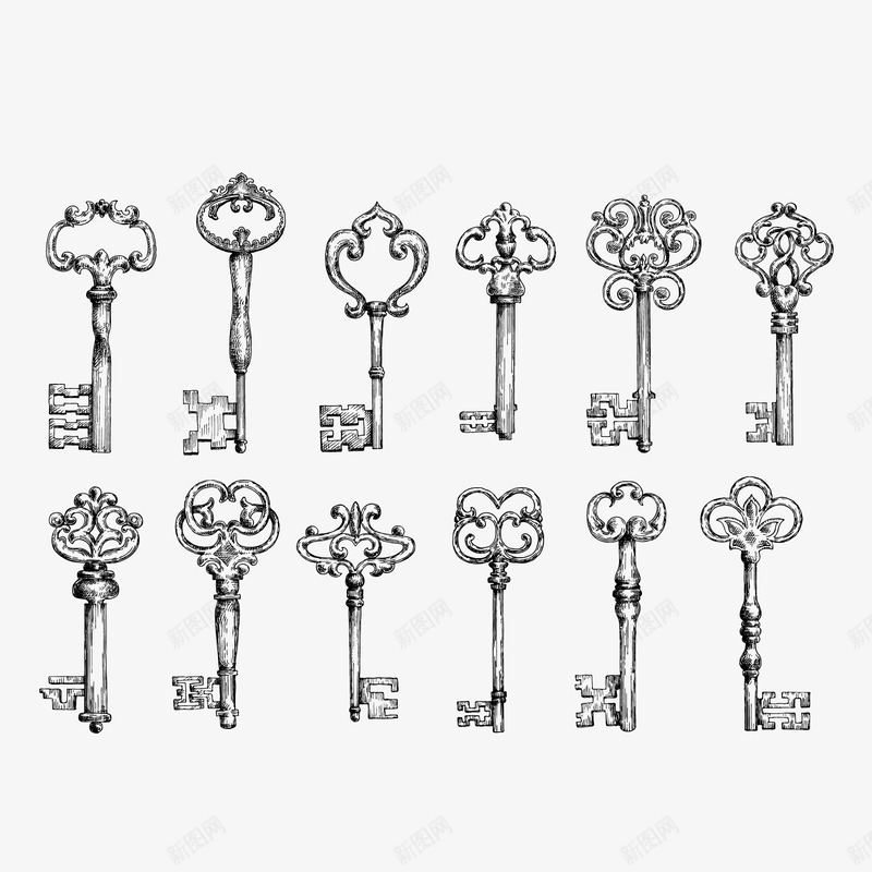 古典钥匙矢量图ai免抠素材_新图网 https://ixintu.com 古典 复古 宝箱 手绘 生活用品 绘画 钥匙 矢量图