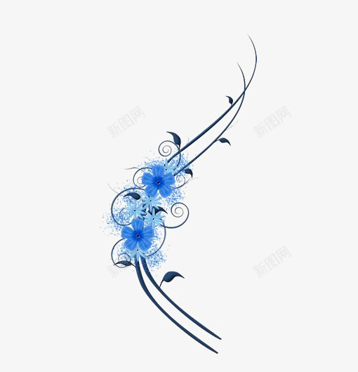 蓝色花朵png免抠素材_新图网 https://ixintu.com 水彩花朵 线条 花朵 花朵印花 花朵装饰 蓝花