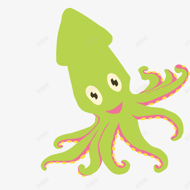 绿色的章鱼矢量图ai免抠素材_新图网 https://ixintu.com 卡通 手绘 水族馆 海洋动物 章鱼 绿色 矢量图