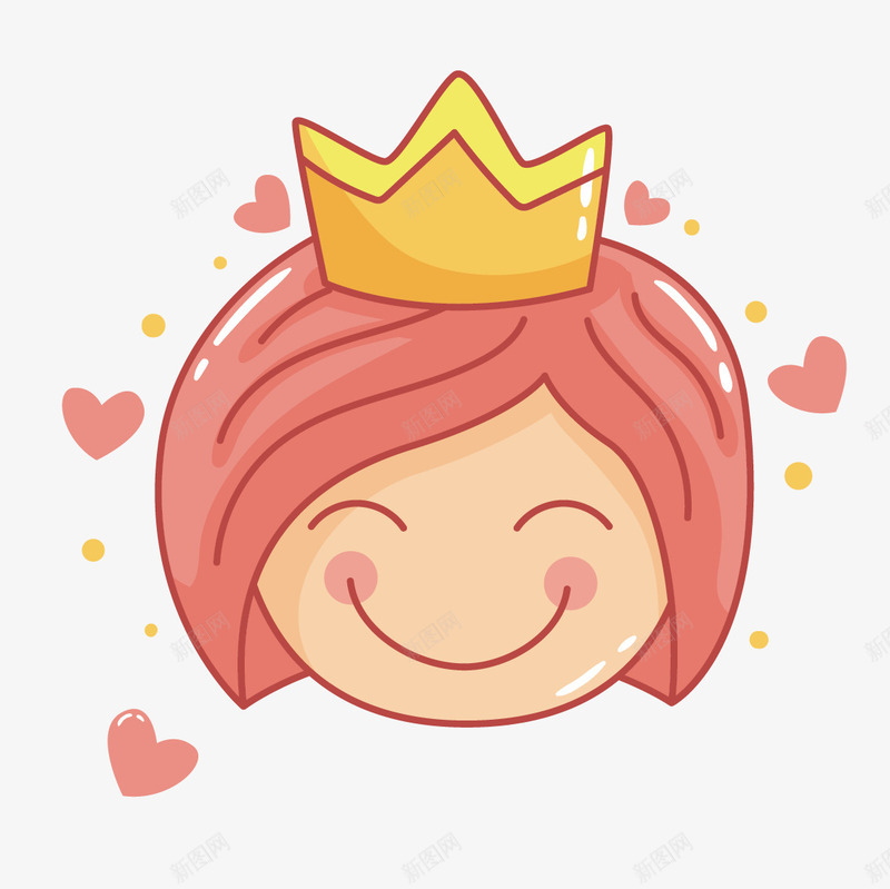 戴皇冠的小女孩png免抠素材_新图网 https://ixintu.com 卡通 小女孩 皇冠