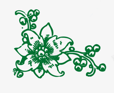 绿色花朵png免抠素材_新图网 https://ixintu.com 树叶 树藤 线稿 绿色 花朵