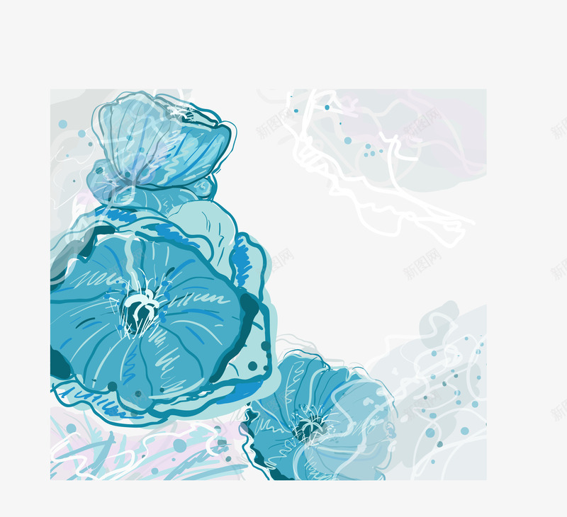 淡雅手绘花朵水墨背景png免抠素材_新图网 https://ixintu.com 中国风背景图片 彩绘花卉 手绘 水墨画 花朵
