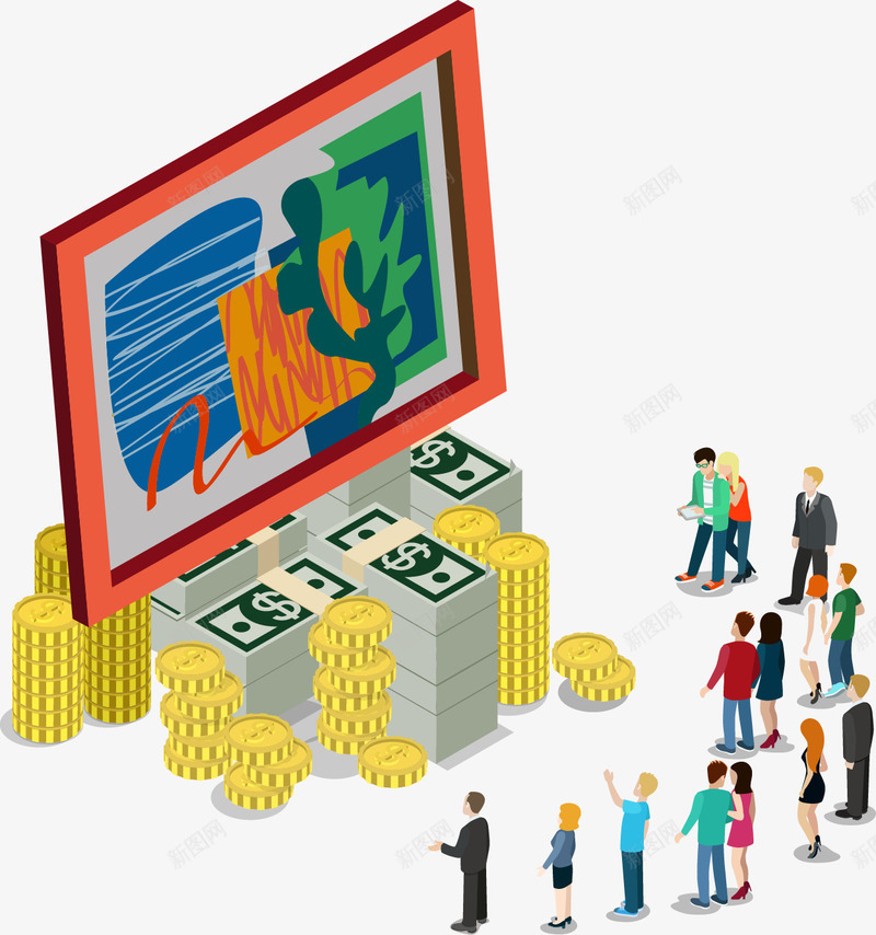 金钱下的人们矢量图eps免抠素材_新图网 https://ixintu.com 人类 社会 绘画 贪婪 金钱 矢量图