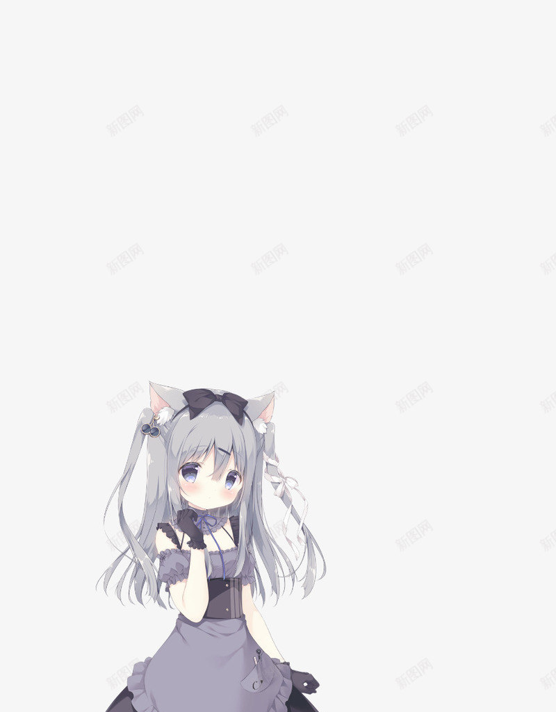 小猫女孩png免抠素材_新图网 https://ixintu.com 女 女孩 猫 猫女