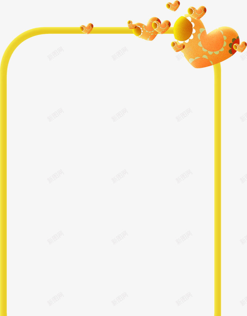 橙色桃心装饰相框png免抠素材_新图网 https://ixintu.com 桃心 橙色相框 装饰相框