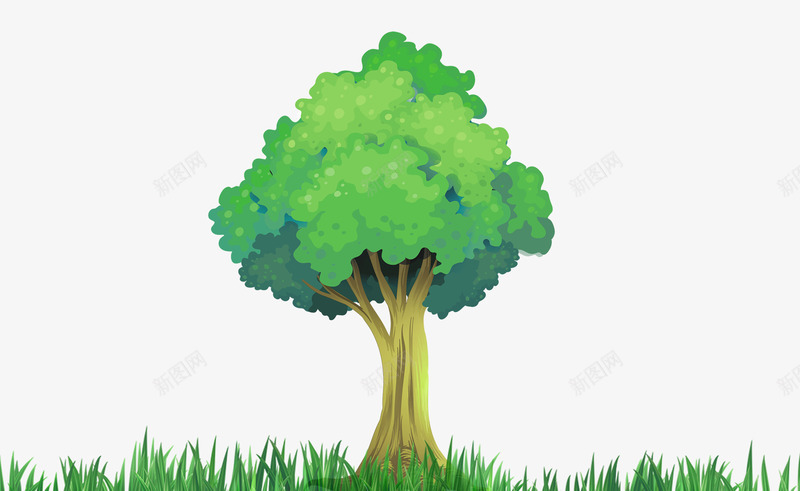 卡通手绘绿色大树小草psd免抠素材_新图网 https://ixintu.com 卡通 卡通手绘绿色大树小草 大树 小草 手绘 树木 绿色
