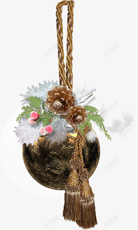 圣诞装饰球透明png免抠素材_新图网 https://ixintu.com 圣诞 彩球 松花 透明背景