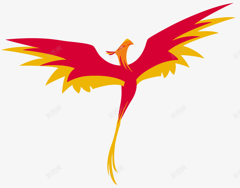 手绘红色凤凰png免抠素材_新图网 https://ixintu.com 凤凰 卡通 手绘 红色 飞翔 飞行