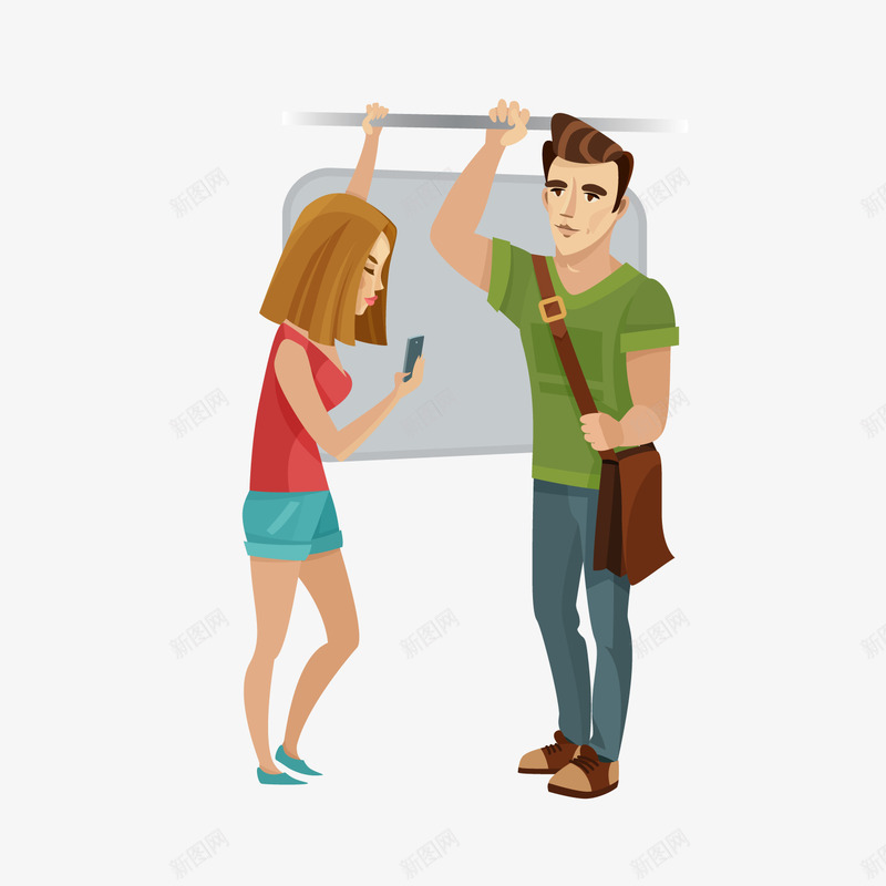 地铁上站着的人物png免抠素材_新图网 https://ixintu.com 卡通人物 坐地铁人物 男孩女孩 站着的人物