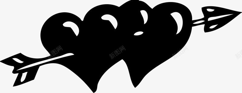 爱神一箭穿心图标png_新图网 https://ixintu.com 一箭穿心 告白 桃心 爱心 爱神 节日装饰 黑色