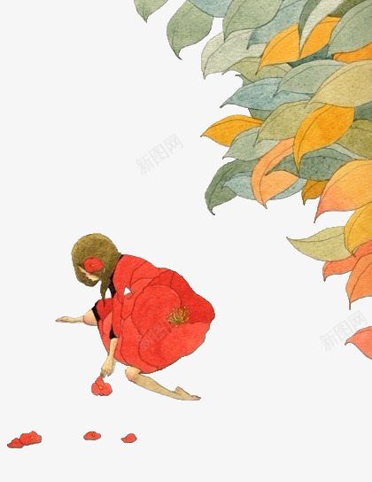 彩绘葬花的女人png免抠素材_新图网 https://ixintu.com 女人 彩绘 葬花