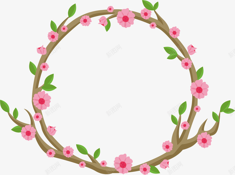 鲜花框矢量图ai免抠素材_新图网 https://ixintu.com PNG图 PNG图下载 创意卡通 卡通插图 插图 春天框 花藤 鲜花框 矢量图