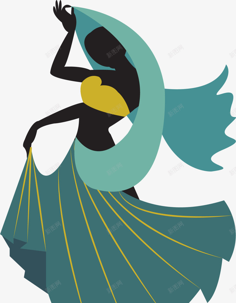 蓝色扁平跳舞女孩png免抠素材_新图网 https://ixintu.com 人物插画 民族舞 舞姿 舞者 舞蹈 艺术 跳舞 跳舞女孩