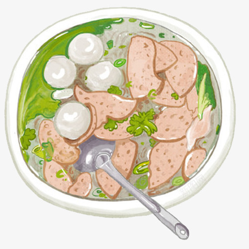 猪肺片面手绘画片png免抠素材_新图网 https://ixintu.com 手绘美食 猪肺 苗条 荤菜面 鱼丸