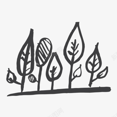 水墨简笔小树植物图图标图标