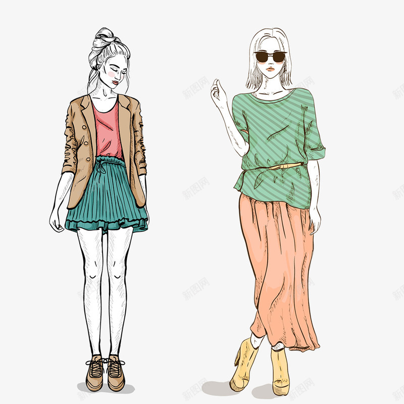 清新水彩时尚女孩psd免抠素材_新图网 https://ixintu.com 休闲 女人 女孩 少女 手绘 文静 时尚 水彩 活泼 清爽 潮流 窈窕 美女 美女水彩画 高贵