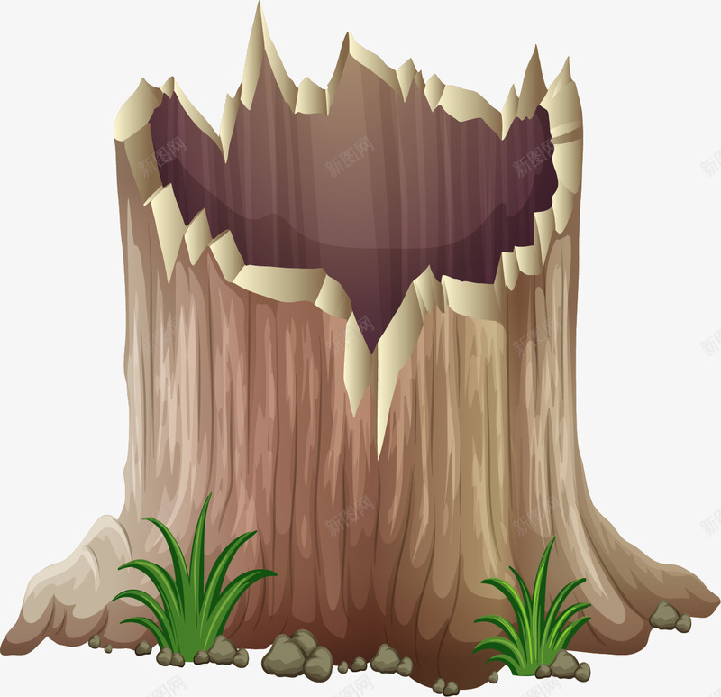 手绘棕色树墩图png免抠素材_新图网 https://ixintu.com 卡通手绘 小草 树墩 树木 植物 水彩 绿色 草地