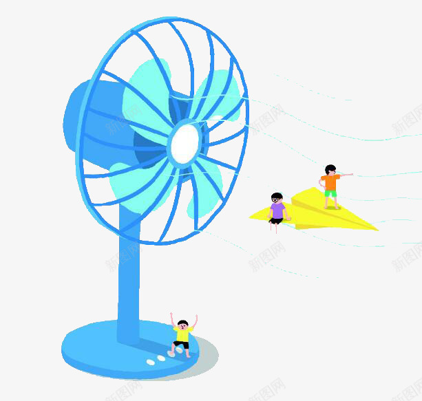 蓝色创意圆弧风扇元素png免抠素材_新图网 https://ixintu.com 创意 卡通 圆弧 开关 插画 旋转 纹理 蓝色 风扇