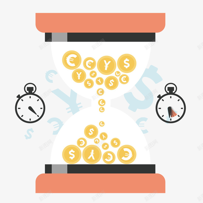 彩色时间就是金钱矢量图ai免抠素材_新图网 https://ixintu.com 刻度 卡通插画 商务 彩色 旋转 时间 时间动画 矢量图 财富 金币 金钱