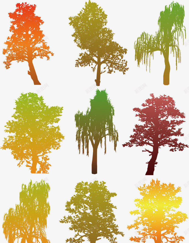 柳树植物矢量图ai免抠素材_新图网 https://ixintu.com 柳树 树木 植物 矢量图