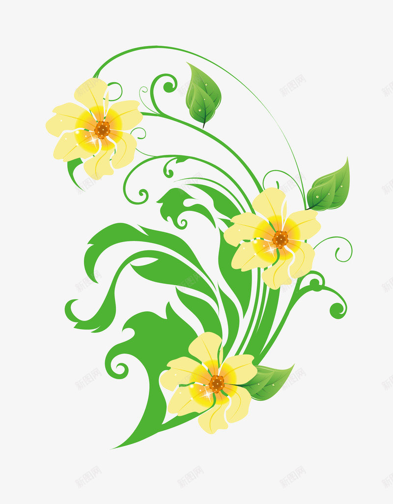 花藤植物矢量图eps免抠素材_新图网 https://ixintu.com 卡通素材 叶藤植物 植物矢量 爬藤 爬藤植物 花藤植物 矢量图