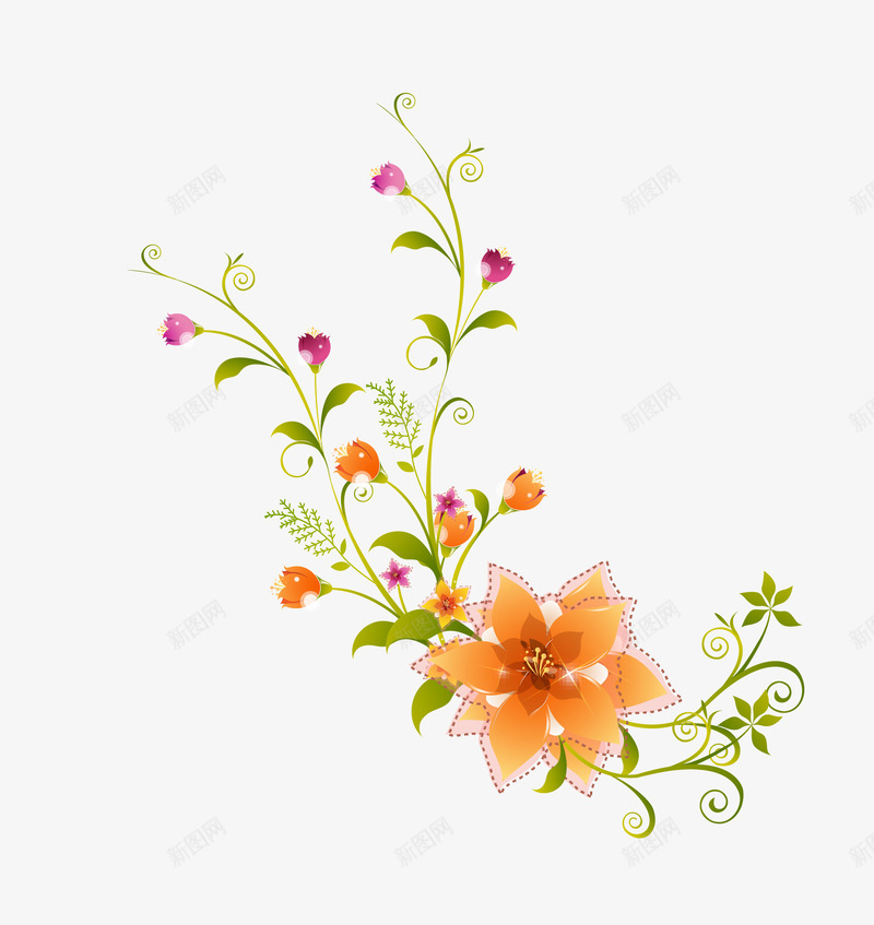 花藤植物图案矢量图eps免抠素材_新图网 https://ixintu.com 卡通素材 叶藤植物 图案 图案矢量 植物 植物图案 植物矢量 爬藤 爬藤植物 矢量植物 花藤植物 矢量图