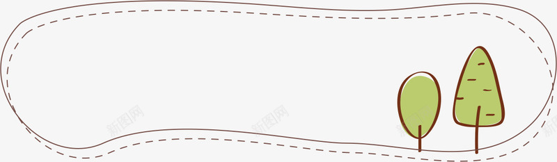卡通线条边框矢量图ai免抠素材_新图网 https://ixintu.com AI 卡通 手绘 插画 树 树木 线条 绿树 绿色 边框 矢量图