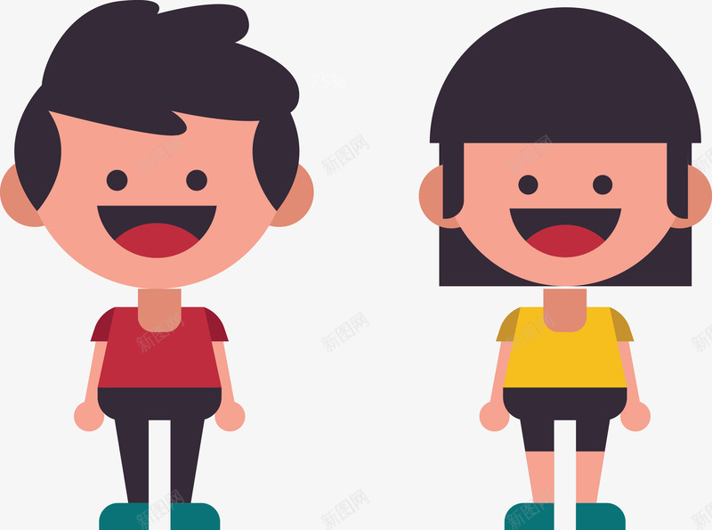 手绘卡通男孩和女孩png免抠素材_新图网 https://ixintu.com 卡通 女孩 幼儿绘画 手绘 男孩