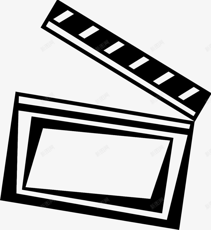 简单的打板器png免抠素材_新图网 https://ixintu.com 场景 场记板 影视制作 打板 打板器 条纹 电影 白色 简单 黑色