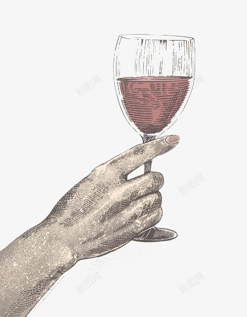 手拿红酒杯素描图案png免抠素材_新图网 https://ixintu.com 倒红酒 图案 彩绘 手拿红酒杯 素描风格 红酒 红酒素描 装饰