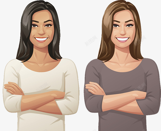 卡通人物插图双手抱胸微笑的女孩png免抠素材_新图网 https://ixintu.com 人物插图 卡通 双人抱肩 双手抱胸 女孩 微笑 自信