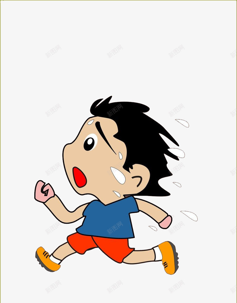 焦急的小男孩png免抠素材_新图网 https://ixintu.com 卡通手绘 大汗淋漓 奔跑 奔跑的卡通人 小男孩 急促 慌张 汗如雨下 满头大汗