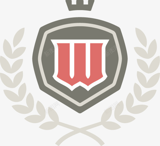 免抠元素 w英伦皇冠麦穗盾牌徽章新图网(ixintu.