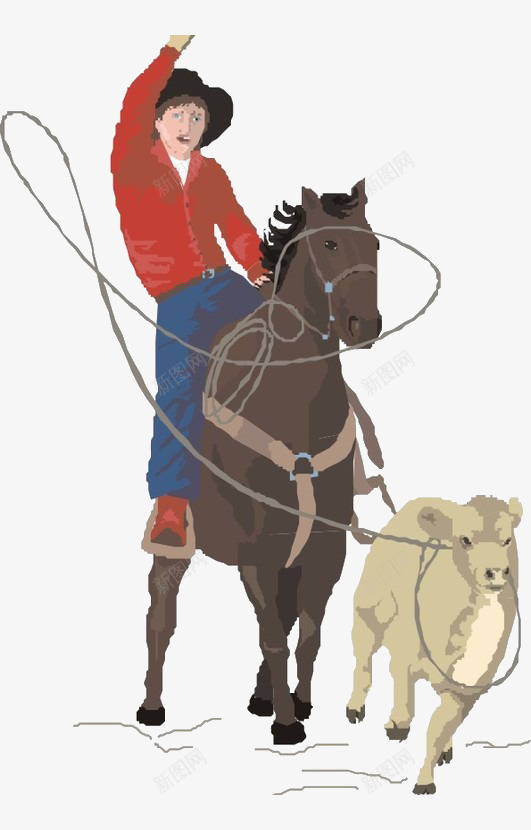 生活的开始png免抠素材_新图网 https://ixintu.com 卡通 牧民 牧羊人 牧马 羊群
