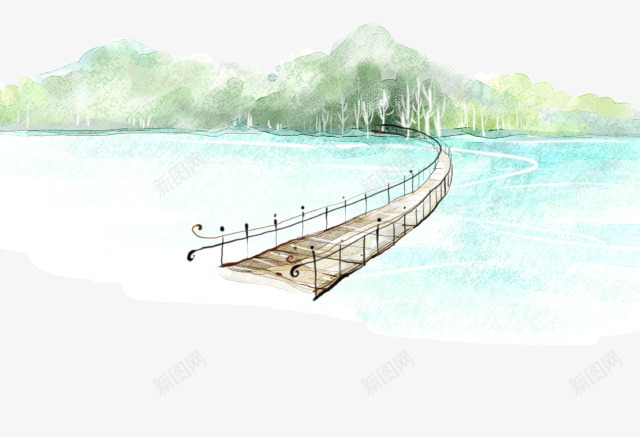 彩绘背景断桥流水png免抠素材_新图网 https://ixintu.com 彩绘 彩绘背景 断桥 流水 背景