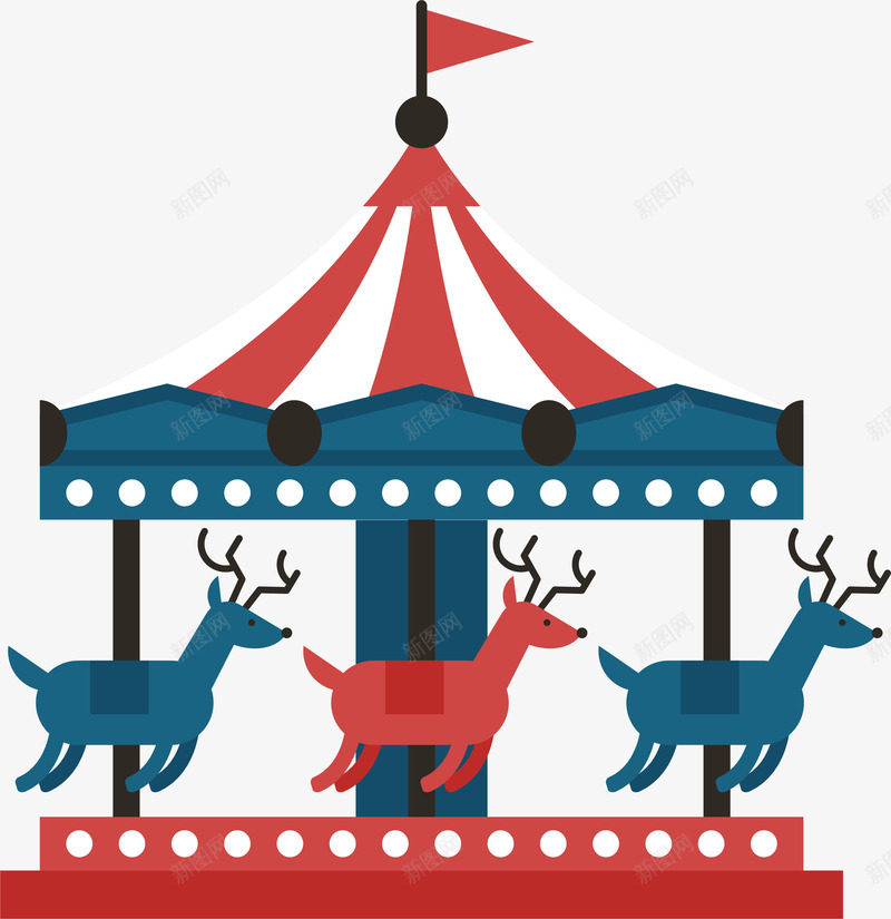 卡通旋转木马png免抠素材_新图网 https://ixintu.com 儿童 可爱卡通 手绘插画 旋转木马 游乐场 矢量图案