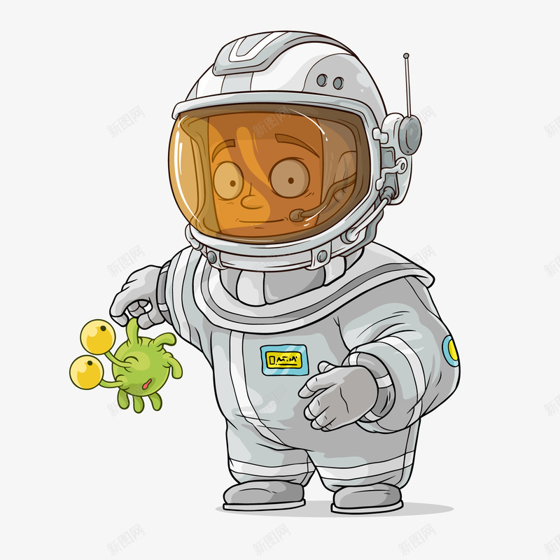 卡通宇航员人物矢量图ai免抠素材_新图网 https://ixintu.com 人物设计 卡通 外星人 宇航员 彩绘 手绘 矢量图