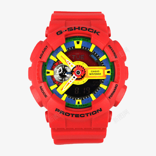 卡西欧士潮流撞色手表png免抠素材_新图网 https://ixintu.com CASIO 产品实物 双显 大表盘 男士手表 石英男表 腕表