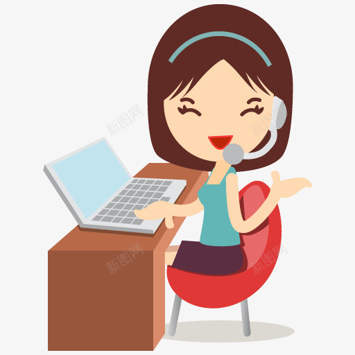 可爱的客服女孩图标png_新图网 https://ixintu.com 可爱 图标 女孩 客服