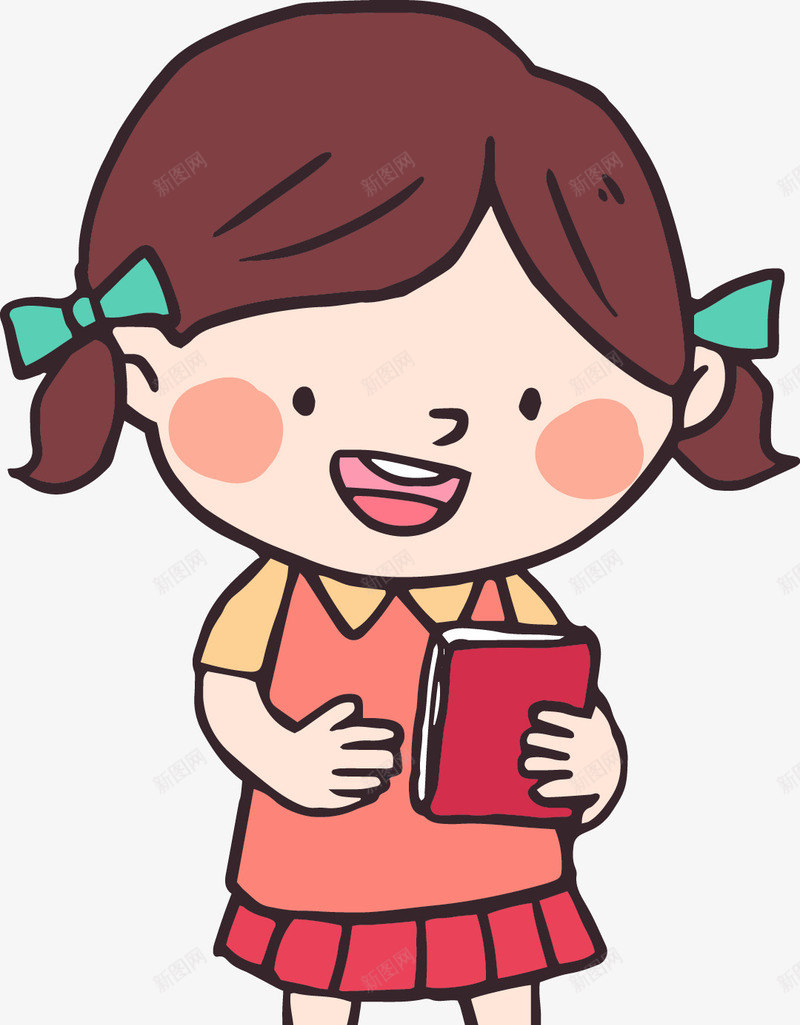 拿书的小孩png免抠素材_新图网 https://ixintu.com 女孩 小孩 手绘画 矢量装饰 装饰