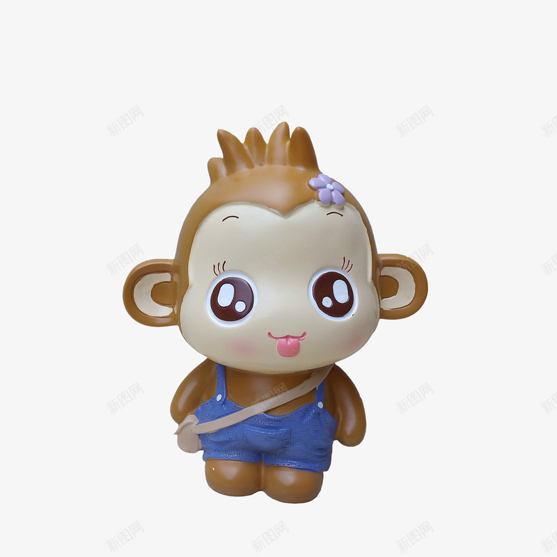 实物挎着斜包吐舌头的小猴子石膏png免抠素材_新图网 https://ixintu.com 可爱小猴 吐舌头小猴子 实物挎着斜包吐舌头的小猴子石膏彩绘素材免费下载 水彩 石膏彩绘 蓝色吊带裤