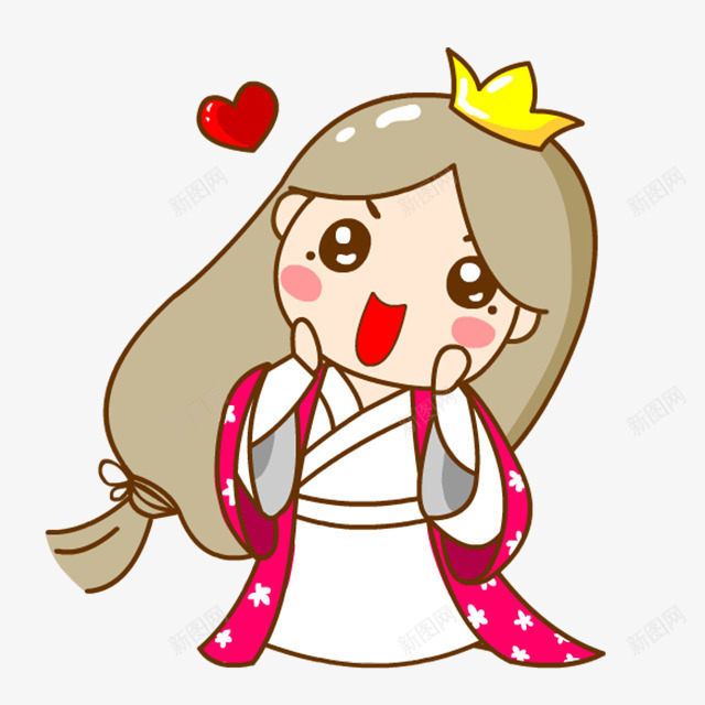 卡通古装女孩卖萌png免抠素材_新图网 https://ixintu.com 卡通 古装 古风衣服 女孩