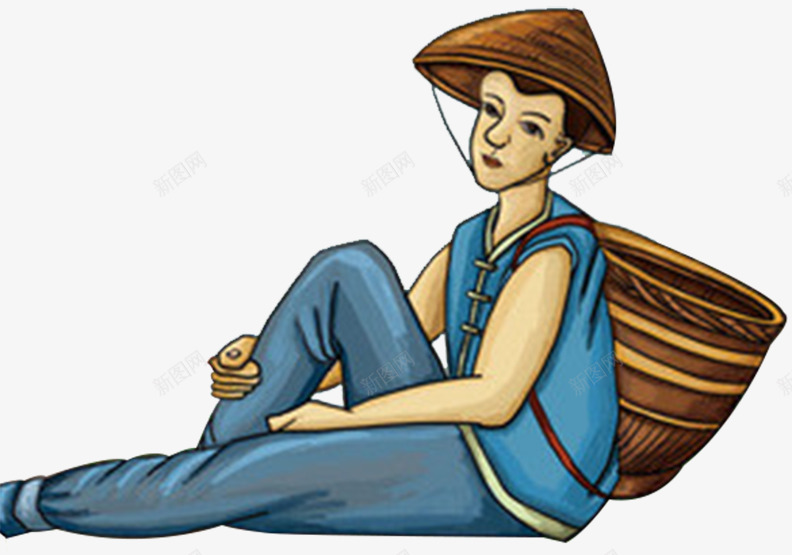 手绘少年背小背篓png免抠素材_新图网 https://ixintu.com 人物 农民 小背篓 少年 手绘 插画 生活 竹篓 背筐竹篓 背篓