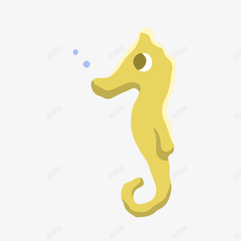 卡通手绘可爱的海马png免抠素材_新图网 https://ixintu.com 动物 卡通 手绘 海底 海洋 海马 黄色