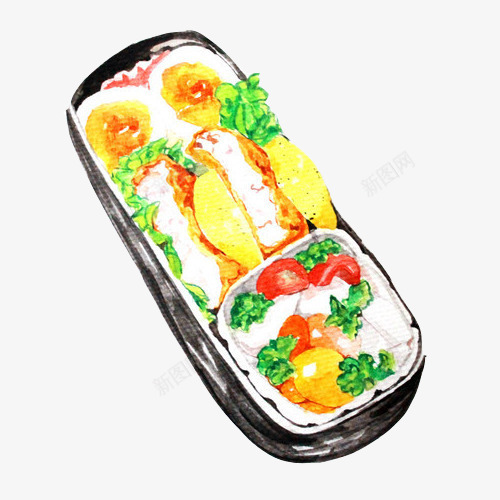 炸鸡排手绘画片psd免抠素材_新图网 https://ixintu.com 咸鸭蛋 手绘美食 炸鸡排 生菜 盒饭 米饭