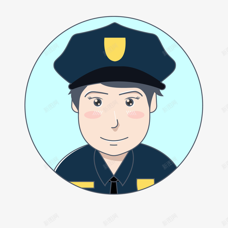 彩绘职业人物头像矢量图ai免抠素材_新图网 https://ixintu.com 人物设计 卡通 圆形 手绘 职业人物 警察 矢量图